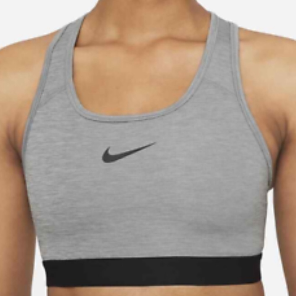 Nike Pro Dri Fit Swoosh Racerback Sports Bra Black Gray M